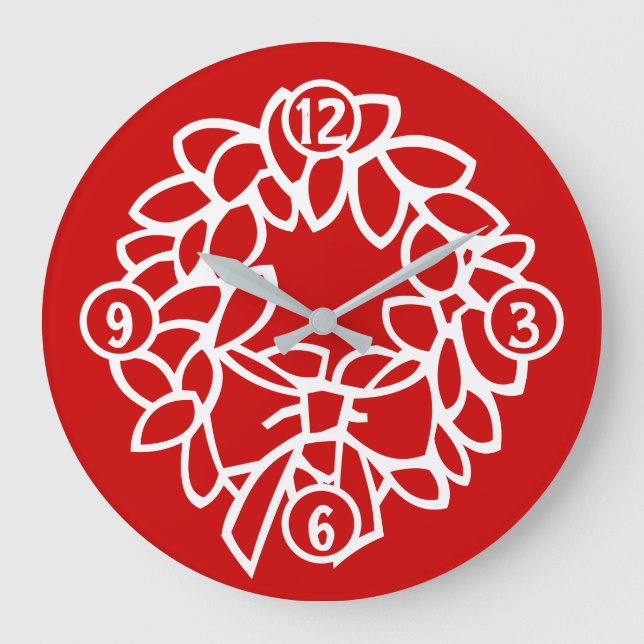 Weihnachtsdrache Große Wanduhr (Vorderseite)