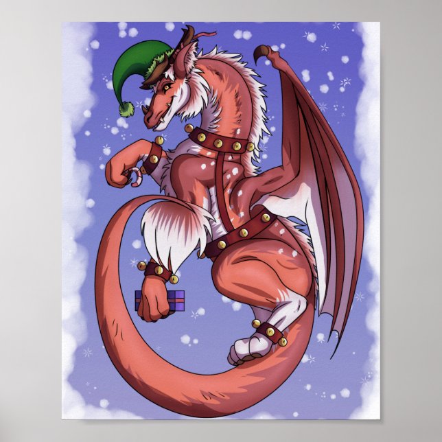 Weihnachtsdrache (kein Text) Poster (Vorne)
