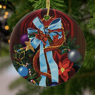 Weihnachtsdrache Keramik Ornament