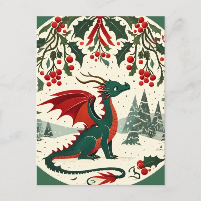 Weihnachtsdrache Postkarte (Vorderseite)