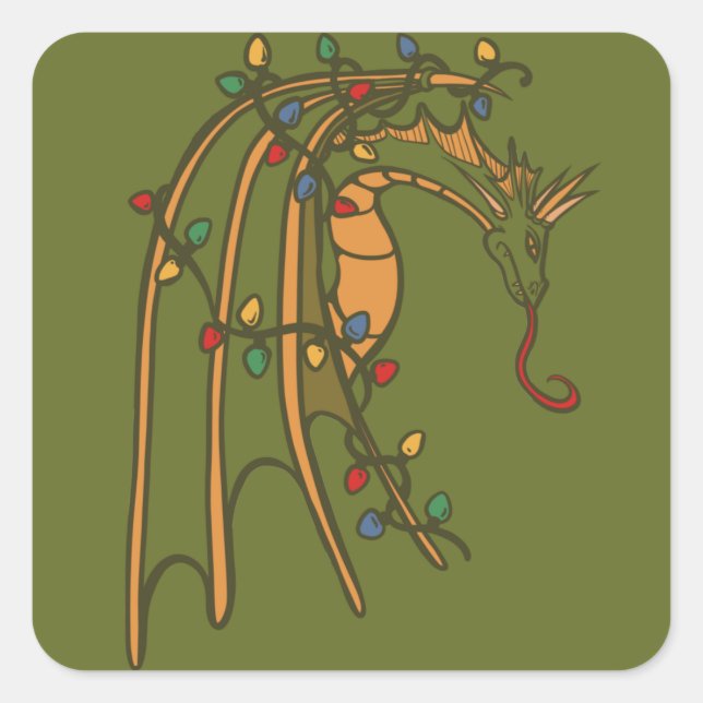 Weihnachtsdrache Quadratischer Aufkleber (Vorderseite)
