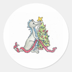 Weihnachtsdrache Runder Aufkleber