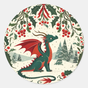 Weihnachtsdrache runder aufkleber