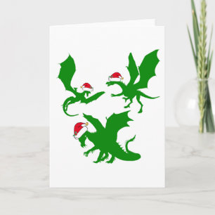 Weihnachtsdrache Santa Claus Niedliche Fantasie Feiertagskarte