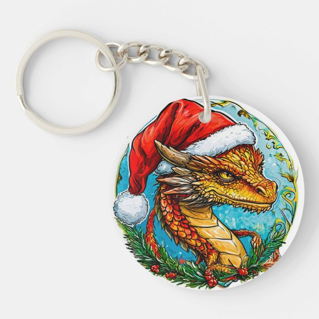 Weihnachtsdrache Schlüsselanhänger (Vorderseite)