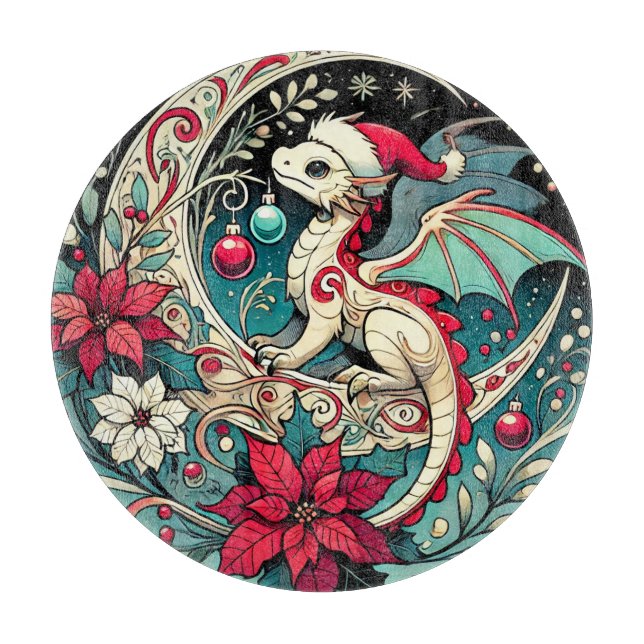 Weihnachtsdrache Schneidebrett (Vorderseite)