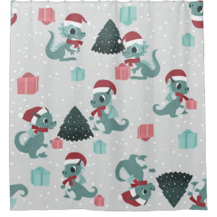 weihnachtsdrache weihnachten winter schnee süß xma duschvorhang