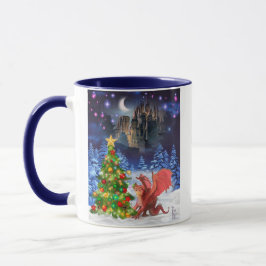 Weihnachtsdrache wird in Schwierigkeiten Tasse