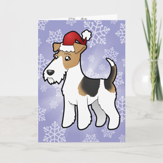 Weihnachtsdraht-Foxterrier Feiertagskarte (Vorderseite)