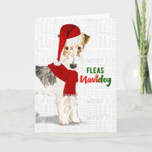Weihnachtsdraht Haar Fox Terrier Fleas NaviDOG Feiertagskarte