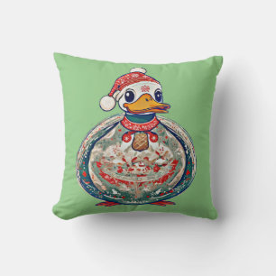 Weihnachtsduck mit einer Weihnachtsmannmütze Kissen
