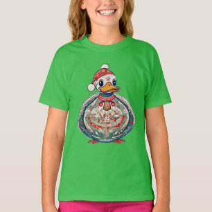 Weihnachtsduck mit einer Weihnachtsmannmütze T-Shirt