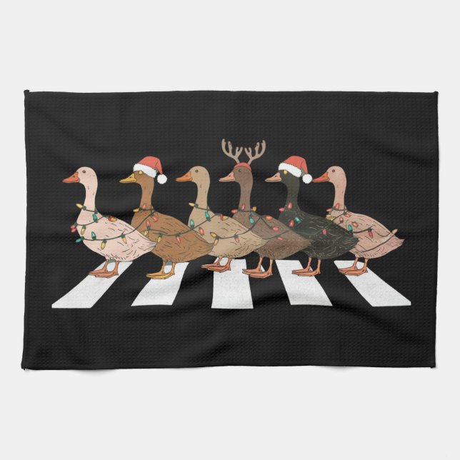 Weihnachtsducks Funny Animals Weihnachtsbaum Lover Geschirrtuch (Horizontal)