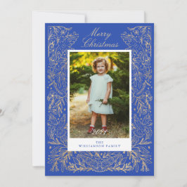 Weihnachtsdünen Frieden & Liebe Blumenrahmen Foto Feiertagskarte