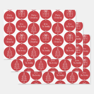 Weihnachtsdunkelrote Kreise - Kundenname Geschenkpapier Set