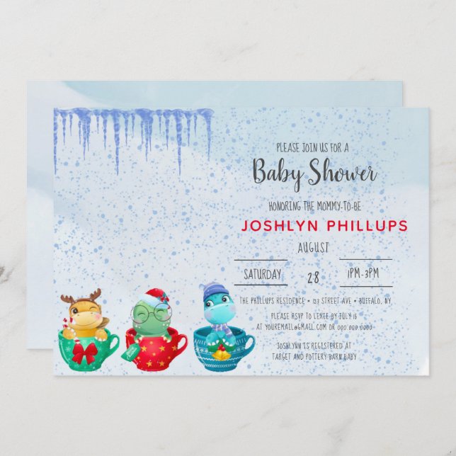 Weihnachtsdusche Dinosaurier Teacup Kinderdusche E (Vorne/Hinten)