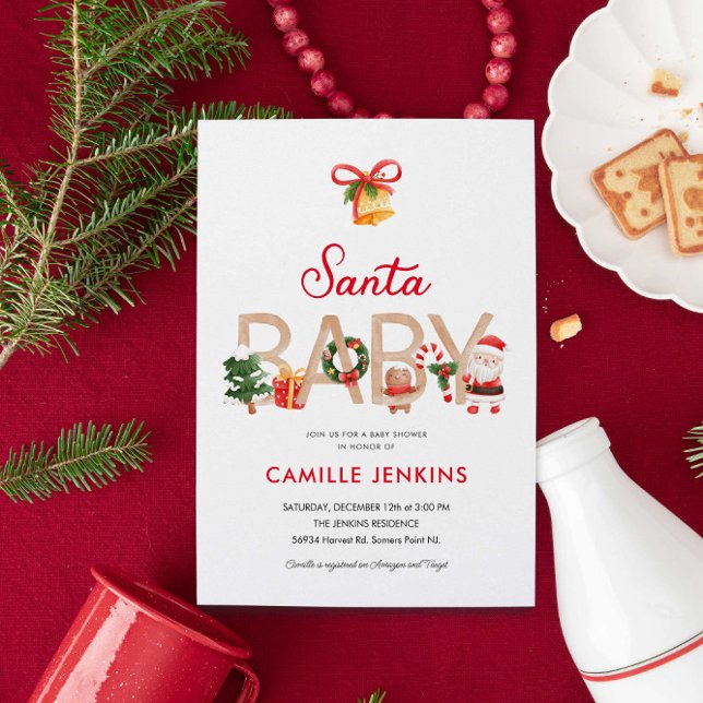 Weihnachtsdusche Einladung (Christmas Santa Baby Invitation)