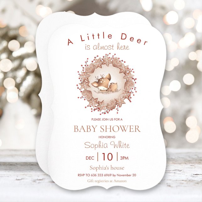 Weihnachtsdusche Einladung (Christmas Baby Shower Invitation Deer)