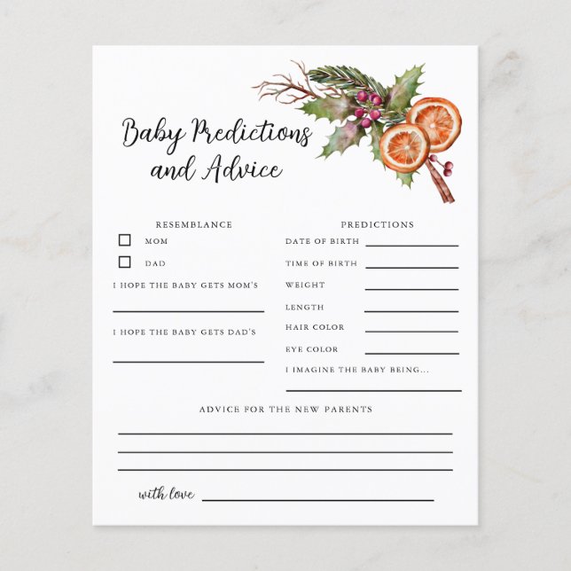 Weihnachtsdusche Kindervoraussagen & Advice Card (Vorderseite)