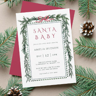 Weihnachtsdusche Pine Garland Santa Baby Einladung