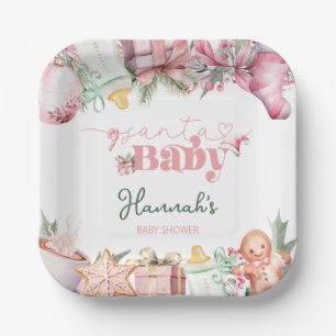 Weihnachtsdusche Pink Santa Baby Pappteller