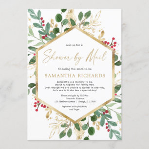 Weihnachtsdusche von Mail mit eleganter Wasserfarb Einladung