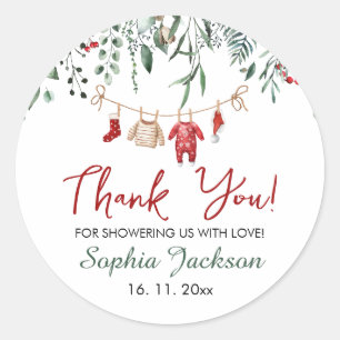 Weihnachtsdusche Weihnachtsjunge Kleidung Winter Runder Aufkleber