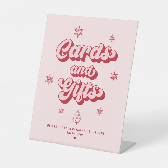 Weihnachtsduschkarten und Geschenke Sockelschild (Vorderseite)