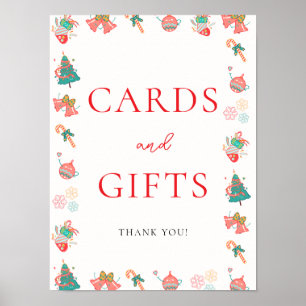 Weihnachtsduschkarten und Geschenke Unterschrift Poster