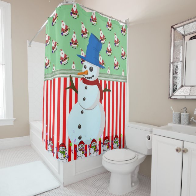 Weihnachtsduschvorhang, Schneemann Duschvorhang (Beispiel)