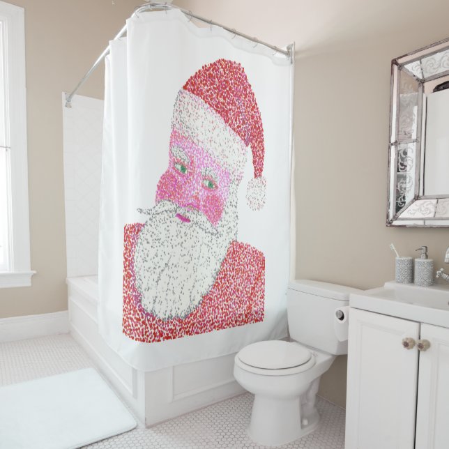 Weihnachtsduschvorhänge vom Santa Head Pointillism Duschvorhang (Beispiel)