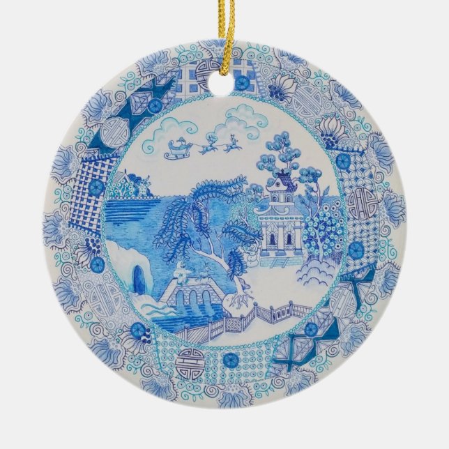 "Weihnachtsdystopia-" Verzierung durch Rhonda Keramikornament (Vorne)