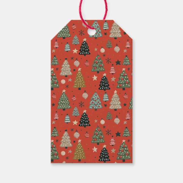 Weihnachtsecho-Rotes Geschenk-Tag Geschenkanhänger (Vorderseite)