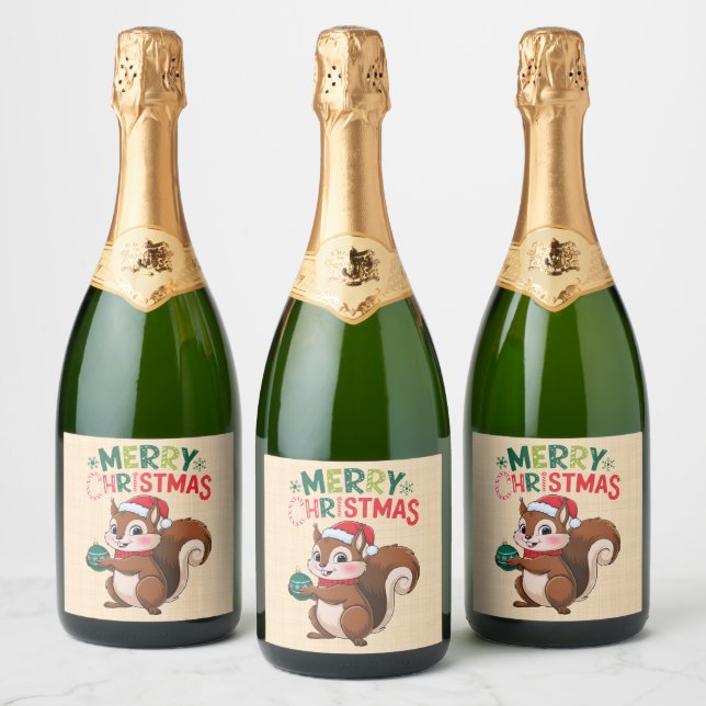Weihnachtseichhörnchen mit Weihnachtsball (Flaschen)
