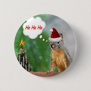 Weihnachtseichhörnchen-Sprichwort Ho Ho Ho Button