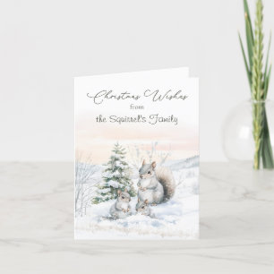 Weihnachtseichhörnchen Winterwald Feiertagskarte