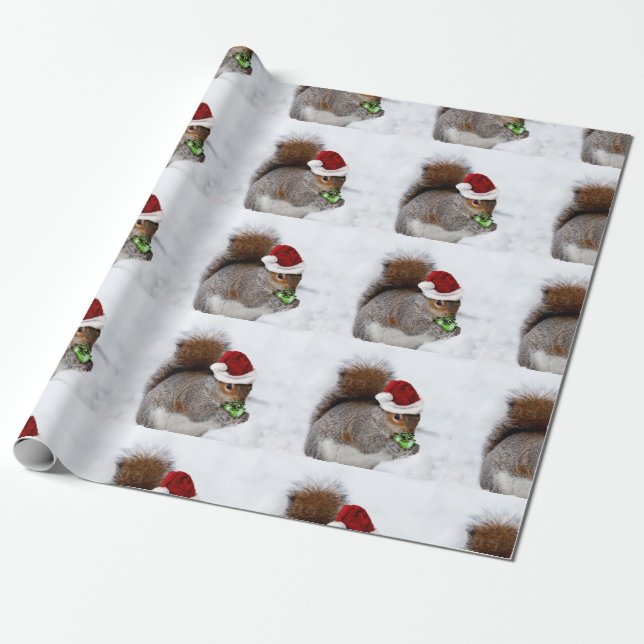 Weihnachtseichhörnchenkarte Geschenkpapier (Ungerollt)