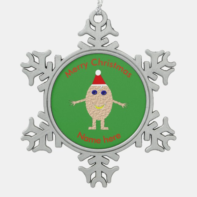 Weihnachtseifer Schneeflocken Zinn-Ornament (Vorderseite)