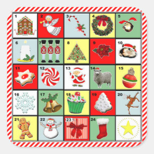 Weihnachtseinführungs-Kalender Quadratischer Aufkleber