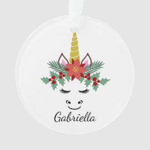 WeihnachtsEinhorn-Gesicht mit Wimper-Verzierung Ornament