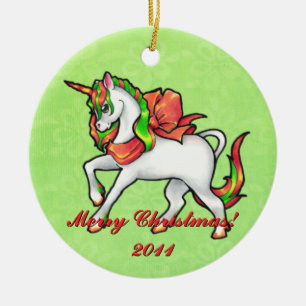 WeihnachtsEinhorn-Verzierung Keramikornament