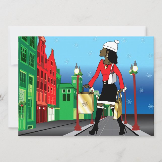 Weihnachtseinkauf mit Beuteln und Kleidung Einladung (Vorderseite)