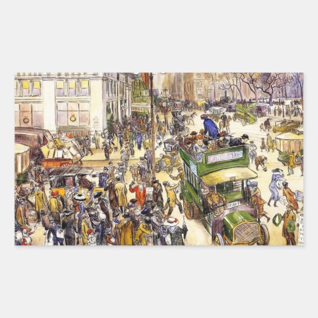 Weihnachtseinkäufer auf der Fifth Avenue (New York Rechteckiger Aufkleber (Vorderseite)