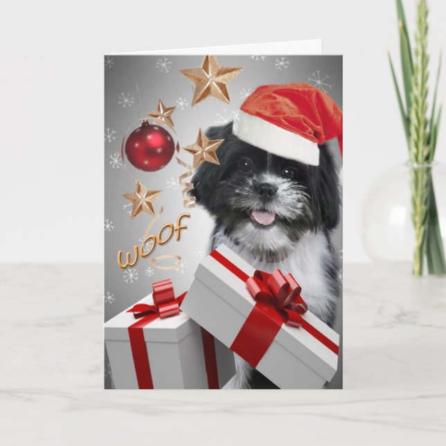 Weihnachtseinkaufskarten Shih Tzu Feiertagskarte (Vorderseite)