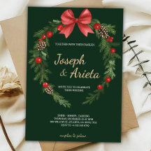 Weihnachtseinladungskarte mit Kranzdesign