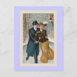 "Weihnachtseis-Laufen" Vintage Feiertagspostkarte