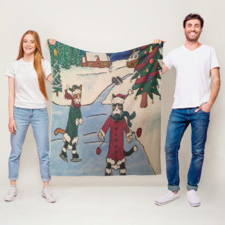 Weihnachtseis-Skaten Fleecedecke