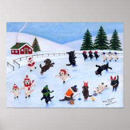 Weihnachtseis-Skaten Labradors Artwork Poster