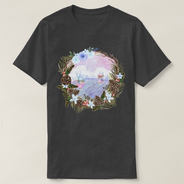 Weihnachtseis-Skaten-Mäuse Schönes Naturdesign T-Shirt (Design vorne)