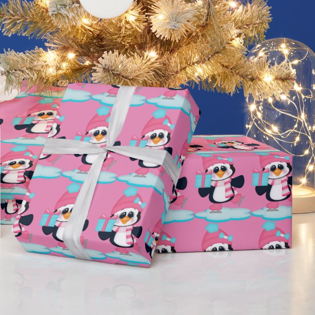 Weihnachtseis-Skaten-Pinguin-Packpapier Geschenkpapier (Feiertage)